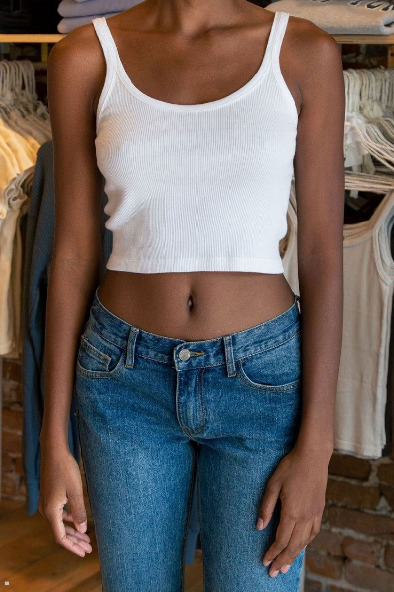 Debardeur Brandy Melville Beyonca Crop Blanche | KAT-38785036